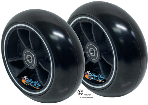 TRI RACER - 4" x 1.40" 3-Spoke Composite Mag Wheel, Black Wheel With White Strip/ Black Tire. Sold as Set of 2